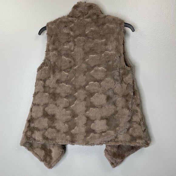 Elevenses Faux Fur Vest Womens Small‎ Brown Asymmetric Open Front Sleeveless - Picture 2 of 9
